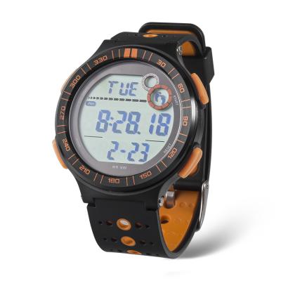 China Plastic Digital Watch with Stainless Steel Case Back, 5ATM Water Resistance and TPU Strap,LCD Digital Watches for sale