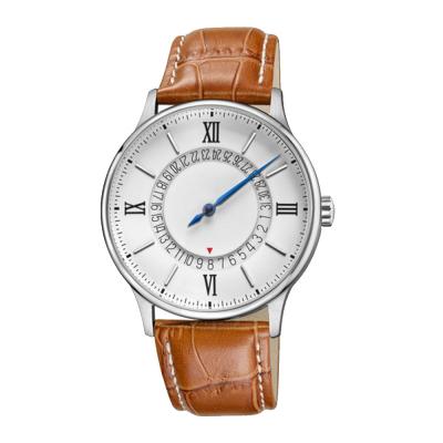 China Mode-echtes Leder-Quarz-Armbanduhr, Soem-Armbanduhr der hohen Qualität, die Armbanduhr-Edelstahl Caseback der Männer zu verkaufen