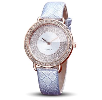 China Luxusdamen-Leder-Uhren, Edelstahl caseback Diamant-Einfassung und Skala-Frauen-Armbanduhren, Schmuckuhr zu verkaufen