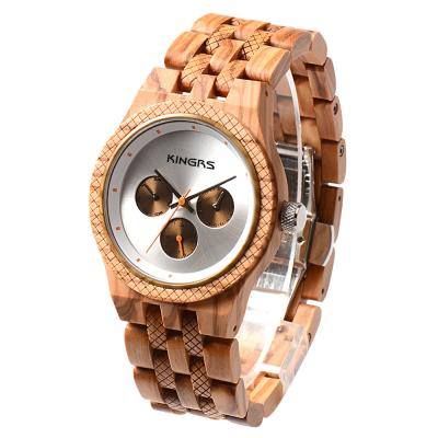 China De manier let OEM van de pols op natuurlijk houten horloges van de mensenluxe horloge, Waterdicht Multifunctioneel de Mensenhorloge van de Kwartsbeweging Te koop