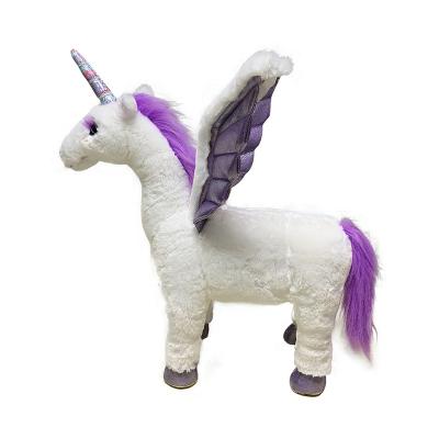 China The gift/toy 2019 factory price promotion cloth flying wings unicorn seat plush toy realistic shiny realistic unicorn plush toy for sale