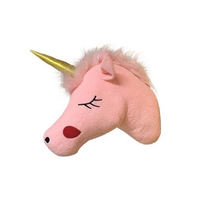 China 2020 Dreamy Pink Cute Unicorn Princess Room Gift/Toys/Plushtoys Unicorn Girls Animal Head For Wall Decoration Simulation Unicorn Head for sale