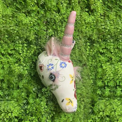 China Subtract 2020 Wholesale CIA style plush abstract unicorn head for kids bedroom wall decoration printed animal head for sale