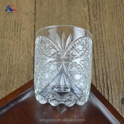 China CLASSIC Butterfly Etched Whiskey Tumbler Old Fashioned Drinking Whiskey Glass 200ml for sale