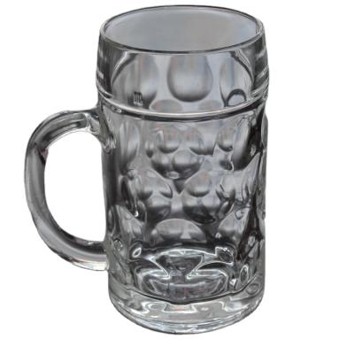 China For Water Beer Stoneware 1.3 Liter Glass Mug Juice Mug Clear Glassware Engrave Pattern Coffee Mugs For Party Drinking Tumbler With Handle for sale