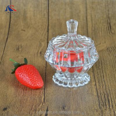 China Sustainable Turkey Favors Glassware Decorative Candy Sugar Glass Jar With Cover for sale