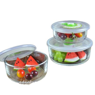 China Microwave Oven 3pcs Sustainable Glass Lunch Bowl Set , Dishwasher Safe Food Storage Container Set for sale