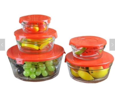 China Wholesale 5pcs Sustainable Glass Bowl Set With Lid Plastic Microwave Oven Bowl Sets For Dishwasher Safe Food Storage Outdoor Container for sale