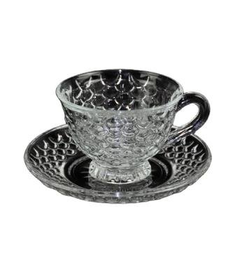 China Small Sustainable Stylish Glass 180ml Coffee Tea Cup And Saucer Sets For Home And Gifts for sale