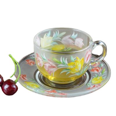 China Viable Creative Flower Design Frosted Glass Mug With Stand for sale