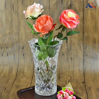 China Modern New Arrival OEM Design 23.5cm Style Clear Glass Vase, Flower Stand for sale