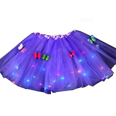 China LED Mini Skirt Glow Butterfly Light Tutu Flower Party Costume Ball Gift Ballet Dance Wear 2-8 Year for sale