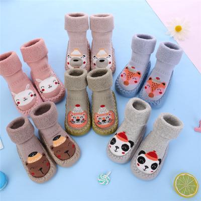 China Wholesale Breathable Cotton Floor Socks With Polyester Sole Knitting Cute Baby Sock Anti Slip Animal Shoes Sock Shoes for sale