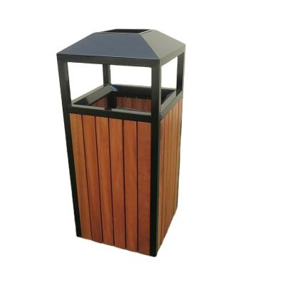 China 50l Outdoor Decorative Household Garbage Bin Outdoor Countryside Patio Wooden Public Trash Bin Stored for sale