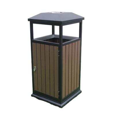 China Roadside Household Outdoor Garden Waste 50l Decorative Wooden Public Garbage Bin WPC Bin Manufacturer for sale