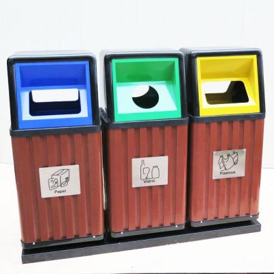 China Stocked Outdoor Street Roadside Park 3 Compartment Recycling Bin For Hotels for sale