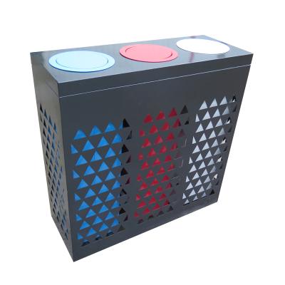 China Outdoor Stocked Street Metal Steel Round Recycle Bin Black 38gal Waste Bin Waste Bin Container for sale