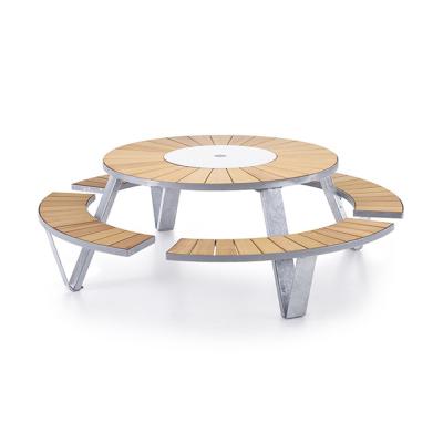 China Modern Outdoor Commercial Wood Table Bench Bistros Wooden Picnic Furniture Garden Camping Table Chairs Outdoor Patio wpc Beer Table for sale