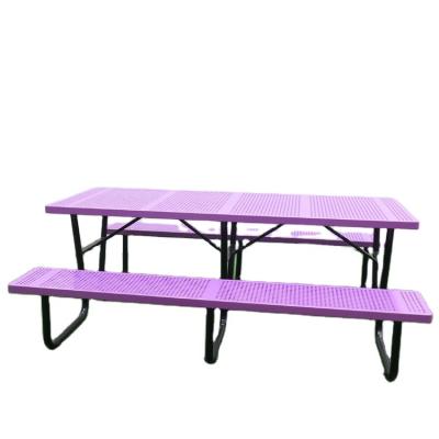 China Factory Customized Coffee Table Steel Bench Modern Restaurant Picnic Tables Furniture And Chairs Metal Street for sale