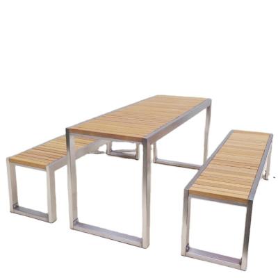 China Modern Factory Wholesale Outdoor Patio Garden Street Furniture Teak Wood Dining Picnic Table And Bench Manufacturer for sale