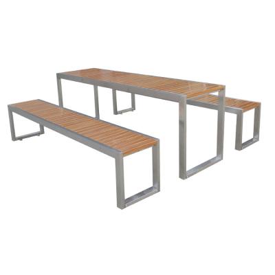 China Modern Outdoor Dining Furniture Plastic Wood Picnic Table Set And Chairs WPC Rectangle Wood Long Coffee Table for sale