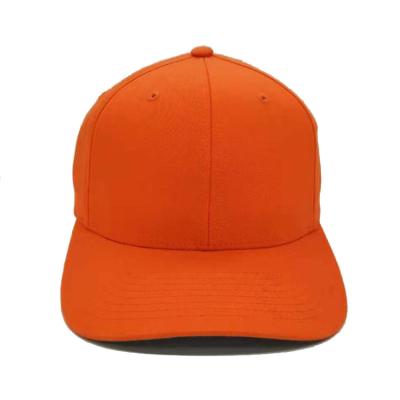 China Custom 6 Panel White Orange 98% Cotton 2% Cotton 2% Spandex Fitted Baseball Caps Back Hats for sale