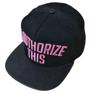 China COMMON Custom 3D Embroidery Pink Letters Street Stylish Hip Hop Caps Adjustable Leather Strap Snapback Hats for sale