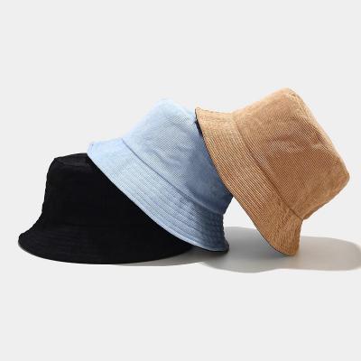 China European and American style in stock wholesale new 100% simple stylish solid cotton corduroy bucket hats hats for sale for sale