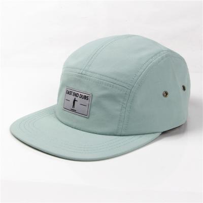 China JOINT 5 Panel Custom Flat Brim Snapback Hat Cheap Woven Patch Hat With Metal Grommet for sale