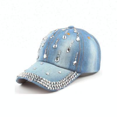 China Fashion JOINT Hot Baseball Cap Summer Vacation Rhinestone Distressed Sports Hat for sale