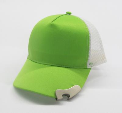 China Factory Custom 5 Panel JOINT Baseball Cap With Mesh Wholesale Cheap Green Trucker Hat With Bottle Opener for sale