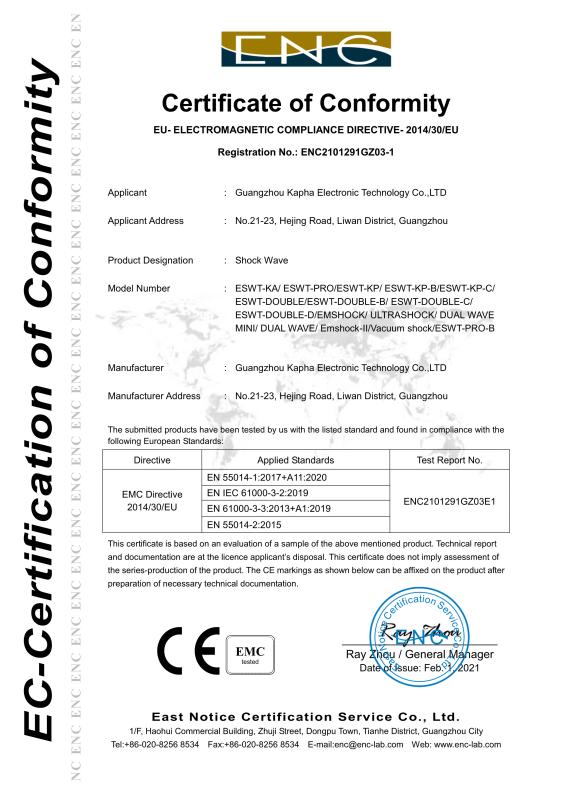 Certificate of Conformity - Guangzhou Kapha Electronic Technology Co., Ltd.