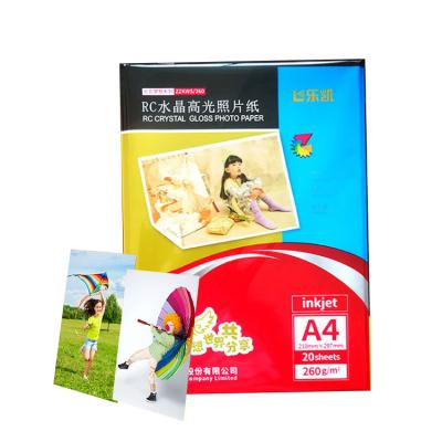 China Quick dry 260gsm resin coated photo paper A4x20sheets similar high glossy RC lucky rc high gloss paper for sale