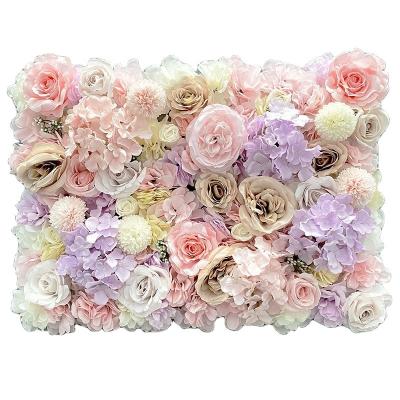 China Silk cloth Creative flower wall European style wedding decoration birthday party decoration artificial flower wedding flower wall for sale