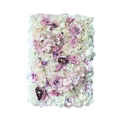 China Silk cloth Custom Wedding Decor Flower Wall Artificial White Rose Floral Panel Flower Wall Backdrop for sale