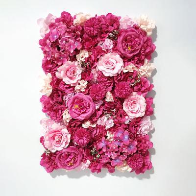 China Silk cloth Artificial Flower Panel Real Touch Floral Silk Rose Wall for Wedding Decoration Backdrop Party Supplies for sale