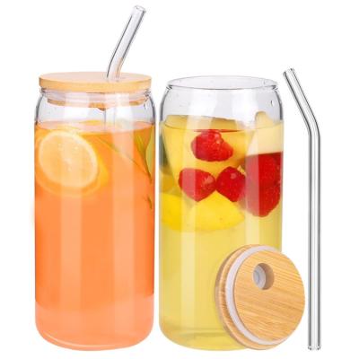 China Sublimation Hot Sale 12oz 16oz 20oz Transparent Frosted Sublimation Beer Can Shaped Glass Can Cup With Lid And Straw for sale