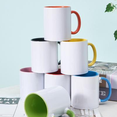 China Sustainable Top Quality Coated Mug 11OZ Printed Blanc Inner Color Ceramic Coffee Mugs For Sublimation Printing for sale