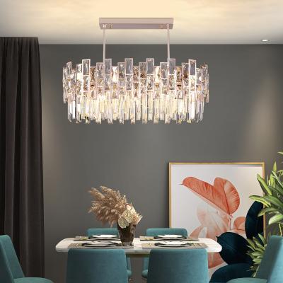 China Modern Luxury Gold Hotel Pendant Light Rectangle K9 Victorian Crystal Chandelier for sale