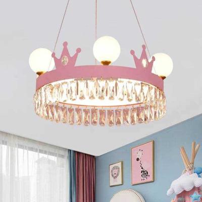 China Nordic Modern Pink Chandelier Children Luxury Crystal Lamp for sale