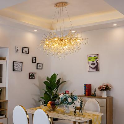 China Creative Small Gold Luxury Crystal Chandeliers Drop Lamp Ceiling Vintage Chandelier Pendant Lights for sale