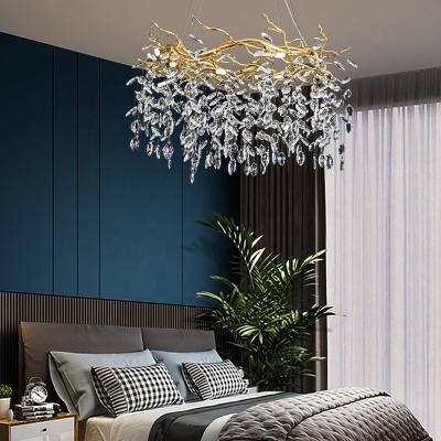 China Modern Luxury Glass Gold Frame Dining Room China Aluminum High Ceiling Chandelier for sale