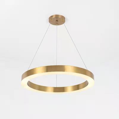 China Modern Stainless Steel Unit Ring Led Hanging Type Gold Decorative Pendant Light for sale