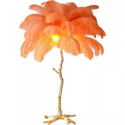 China Modern hot sale luxury ostrich copper feather led table lamp for sale