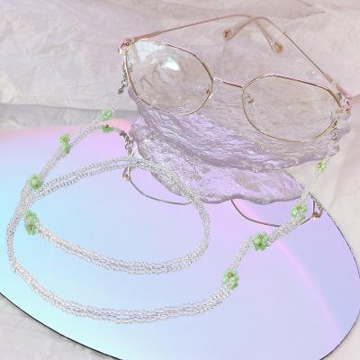 China Crystal Beads New Women Glasses Colorful Flower Bead Chain Sunglasses Chain Decorative Non-slip Women's Glass Neck Holder for sale