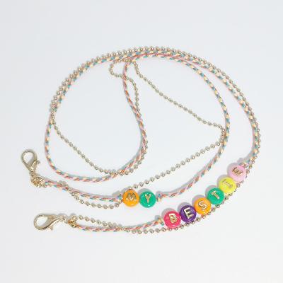 China Sunglasses Chain Acrylic Bohemian Necklace Woven Cotton Rope Bead Combination Glass Chain Multilayer Chain for sale