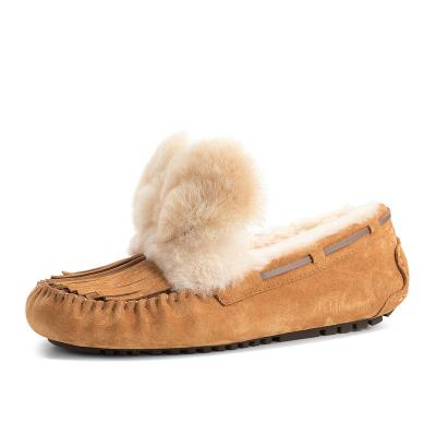 China Fashion Trend Luxury Designer Flats Women Winter Real Australia Sheep Fur Loafers Ladies Leather Shoes for sale