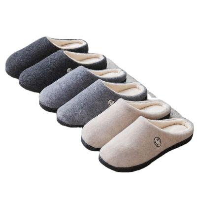 China 2021 Winter Men Women Breathable Plush Home Slippers Lamb Velvet Striping Warm Non-slip Unisex Slippers for sale