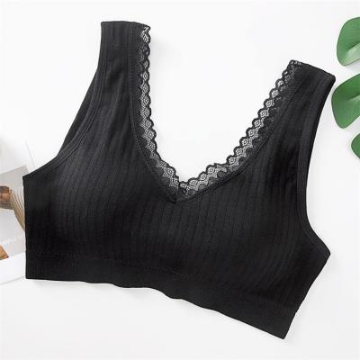 China Hot Selling Antibacterial Lace Full Cup Vest Comfortable Bra For Women Concise New Design Women Wireless Bra for sale