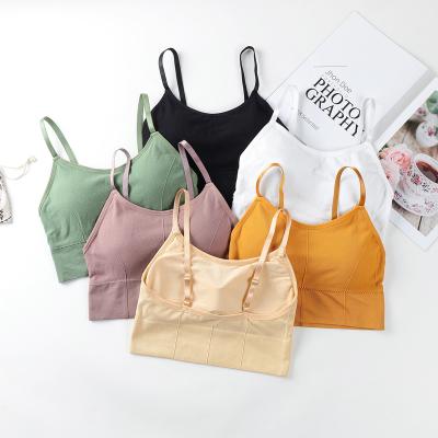 China Breathable Factory Wholesale Women Corp Top Sling Cross Padded Soft Comfortable Seamless Bra Tube Top for sale